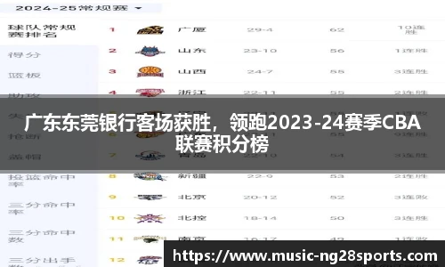 广东东莞银行客场获胜，领跑2023-24赛季CBA联赛积分榜